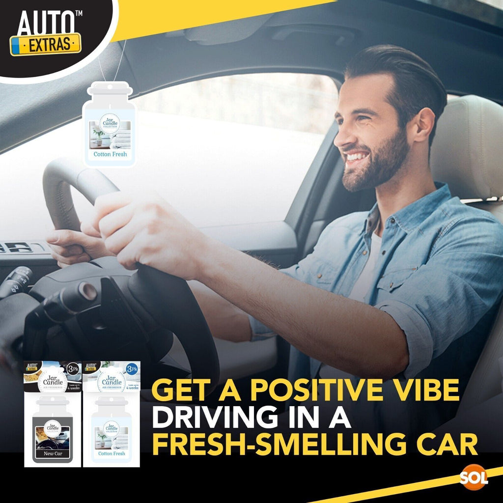 Candle Car Air Freshener Jar Cotton & New Car Scent | 6 Pack