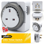 24 Hour Segment Timer Switch Mains Plug Mechanical Clock Energy Saver