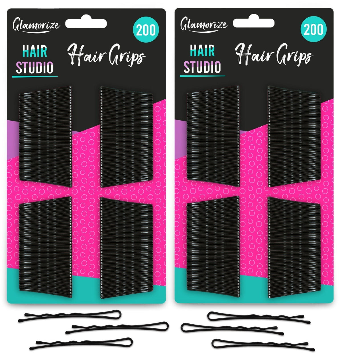 Waved Hair Grips Clips | Hair Pins Slides Bun Bobby Pin Black | 400 Pack