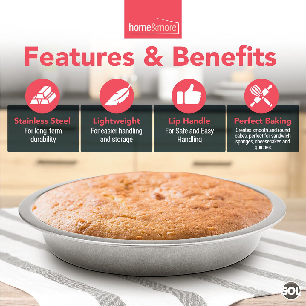 Cake Tin 8 Inch Round 20cm x 3.5cm Baking Pan | 2 Pack