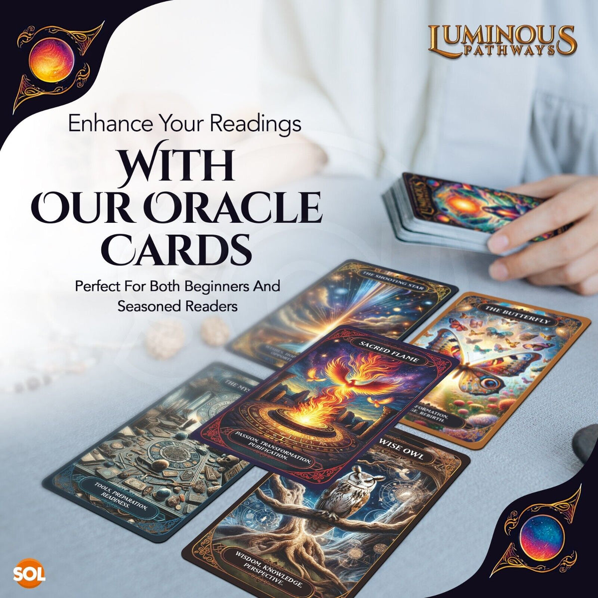 Tarot & Oracle Card Deck Set Box + Guide Book | 78 + 60 Cards