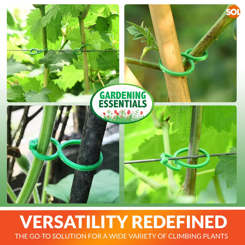 SOL 80pk Plant Clips for Climbing Plants, Reusable Climbing Plant Clips for Vine Support, Easy to Use Plant Support Clips for Outdoor Plants, Durable Plant Ties for Tomatoes & Gardening Organisation