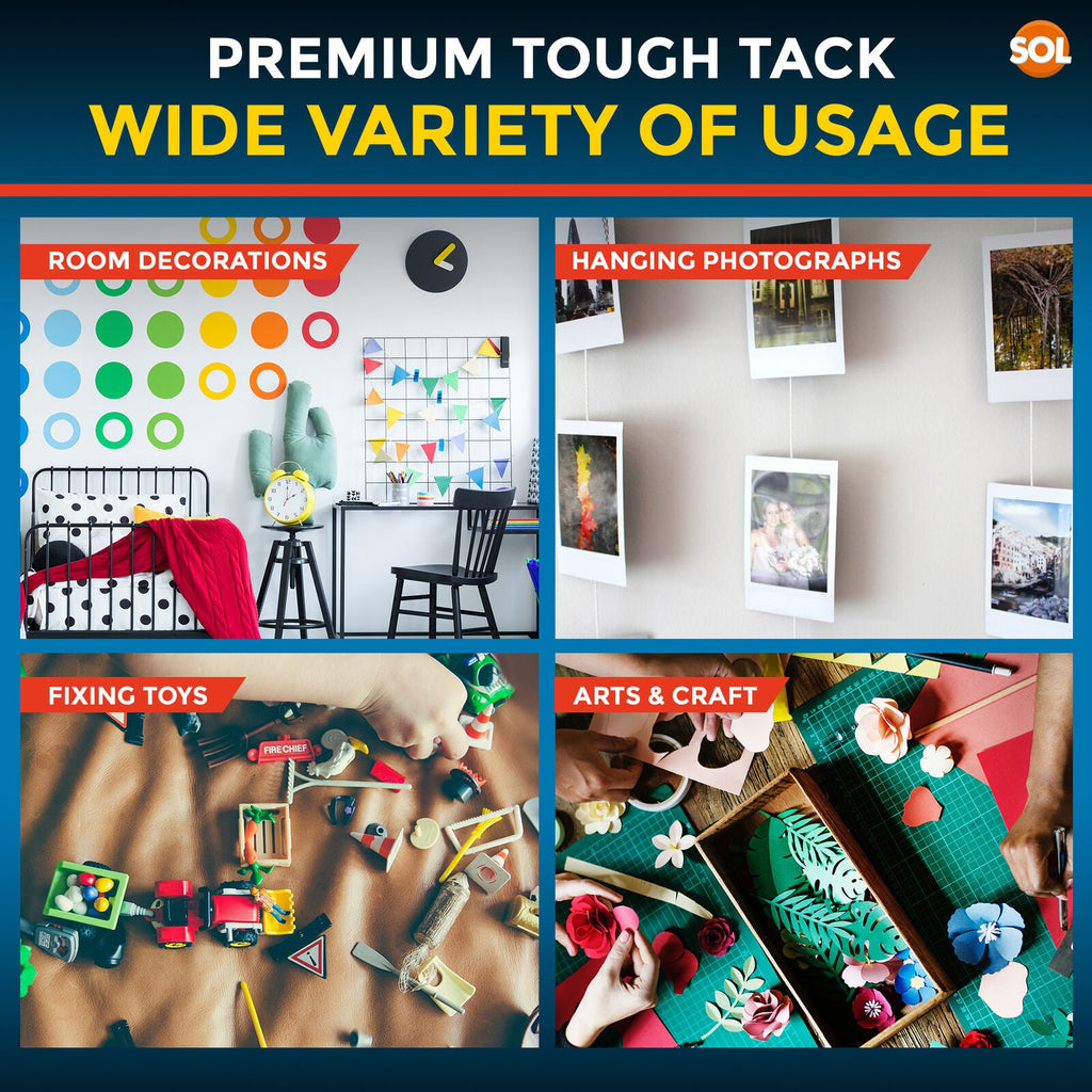 SOL 300g Tough Tack for Walls No Mark, Blue Multipurpose Reusable Adhesive Putty, Clean & Easy to Use, Washproof Adhesive, Handy Size, Perfect for Home, Office & DIY Projects, Ideal for Wood & Ceramic
