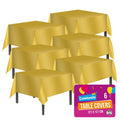 Gold Plastic Table Covers Square | Disposable Wipe Clean | 6 Pack