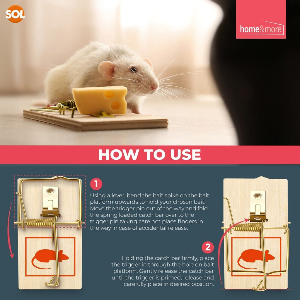 Wooden Mouse Traps | Reusable Rodent Pest Control | 4 Pack