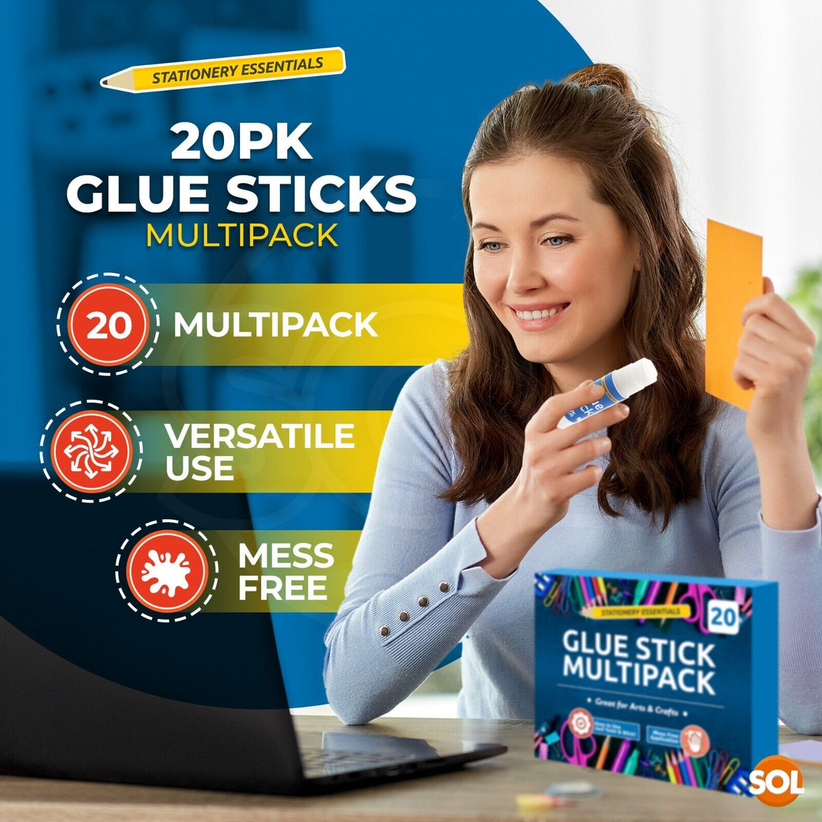 Glue Sticks | Washable Non-Toxic 9g | School & Crafts | 20 Pack