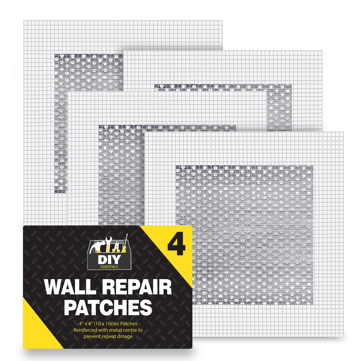 Self Adhesive Wall Repair Patch | Mesh Drywall Plastering | 4 Pack