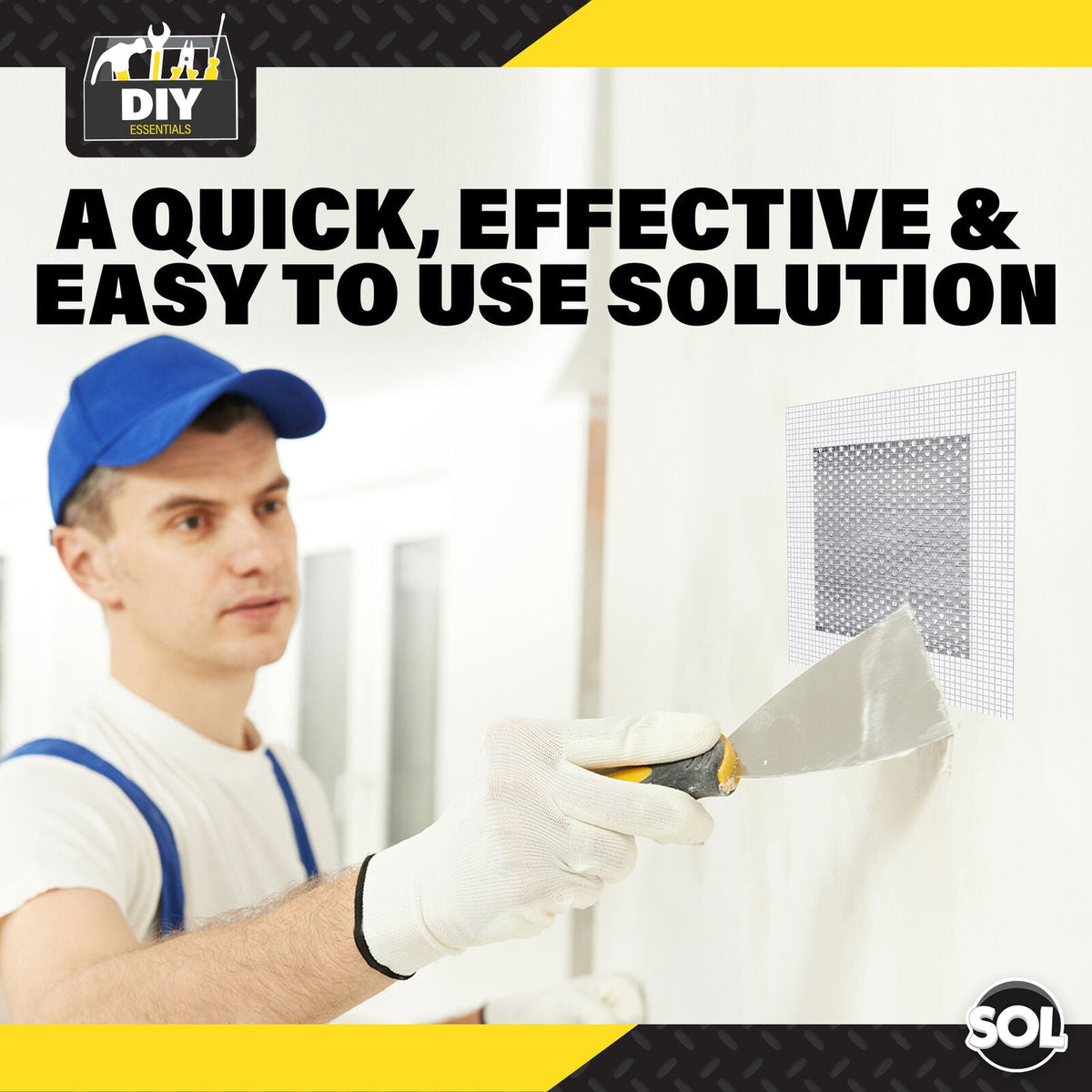 Self Adhesive Wall Repair Patch | Mesh Drywall Plastering | 4 Pack