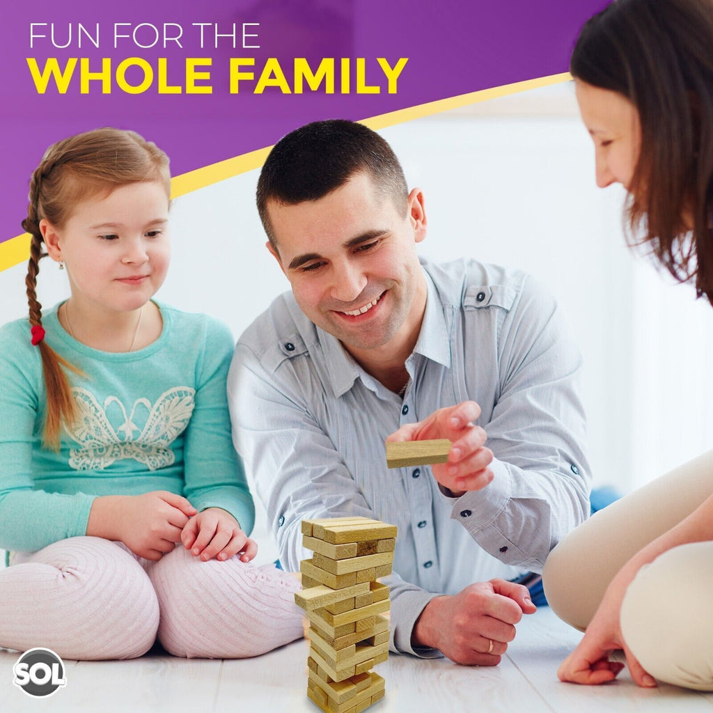 Wooden Tumbling Tower Game 48 Pieces | Traditional Stacking | 2 Pack