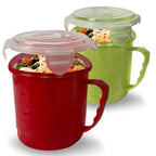 Microwave Soup Mug 700ml | Airtight Food Bowl Cup | 2 Pack