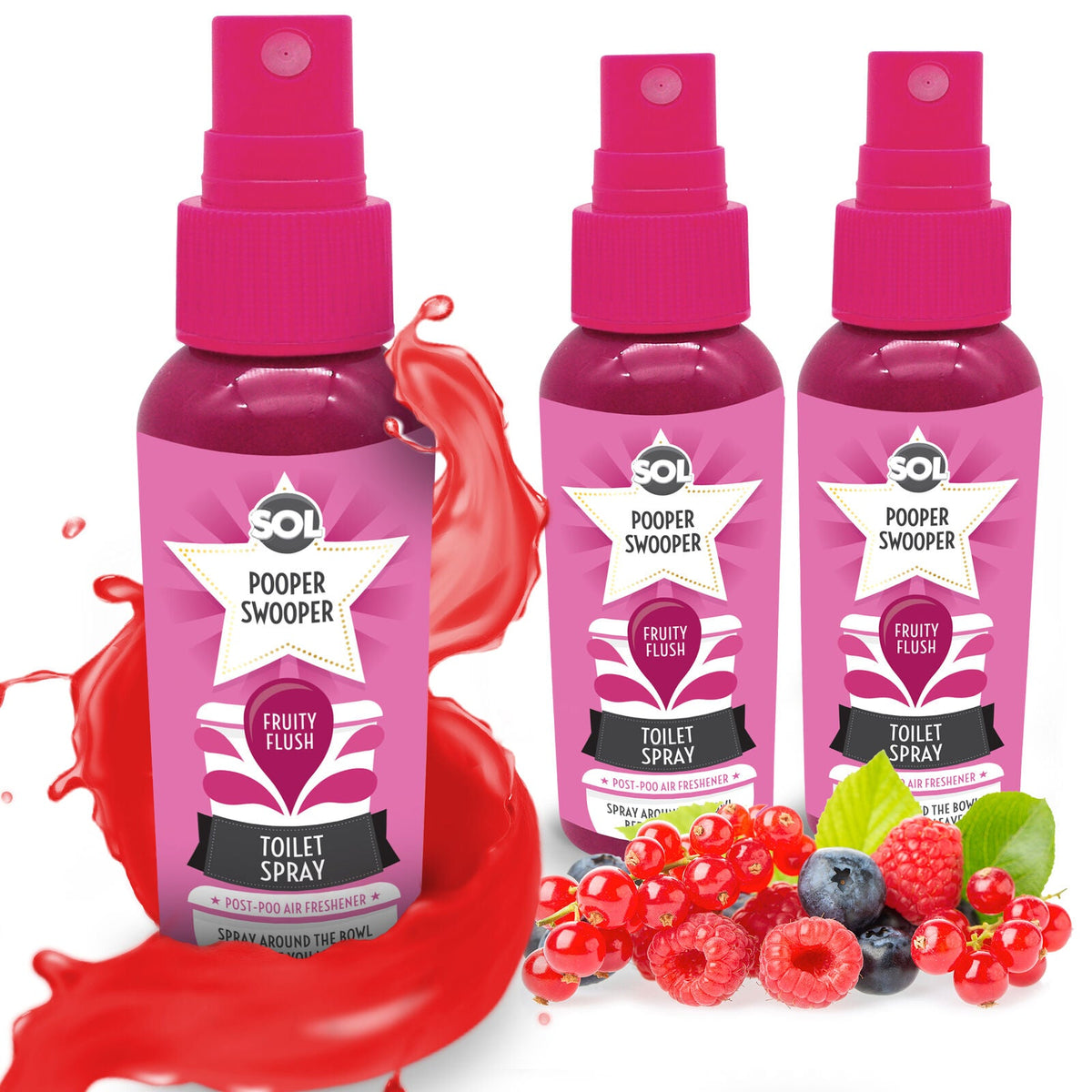 Pooper Star Toilet Spray | Fruity Fragrance Air Freshener | 3 Pack