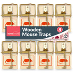Wooden Mouse Traps | Reusable Rodent Pest Control | 8 Pack