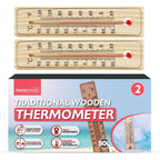Wooden Wall Thermometer Indoor Outdoor Home Garden | 2 Pack