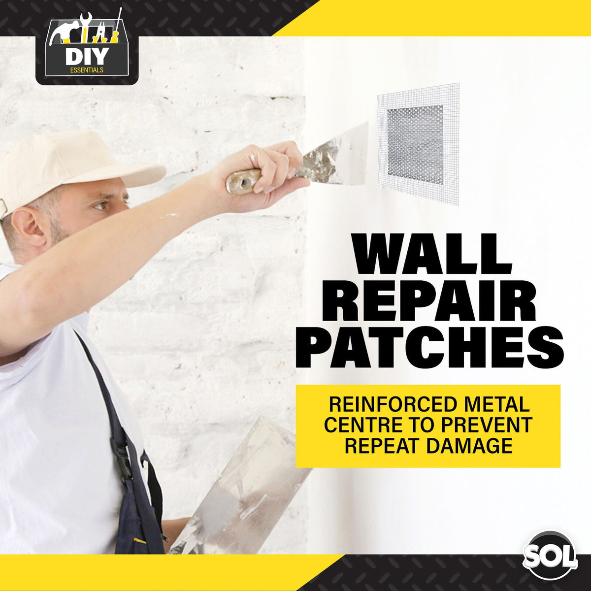 Self Adhesive Wall Repair Patch | Mesh Drywall Plastering | 4 Pack