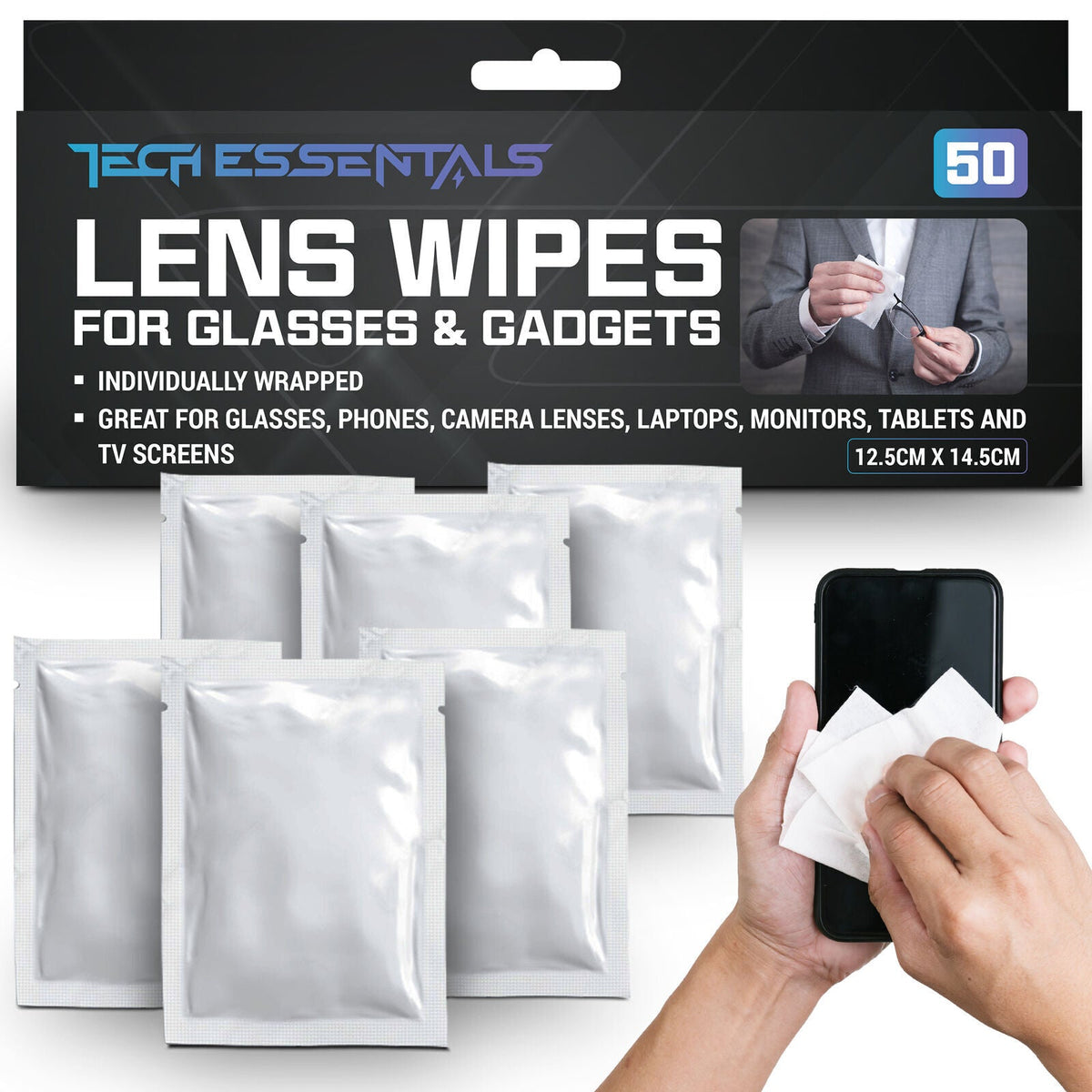 Glasses Wipes for Spectacle Lens Optical Cleaning | Anti-Fog | 50 Pack