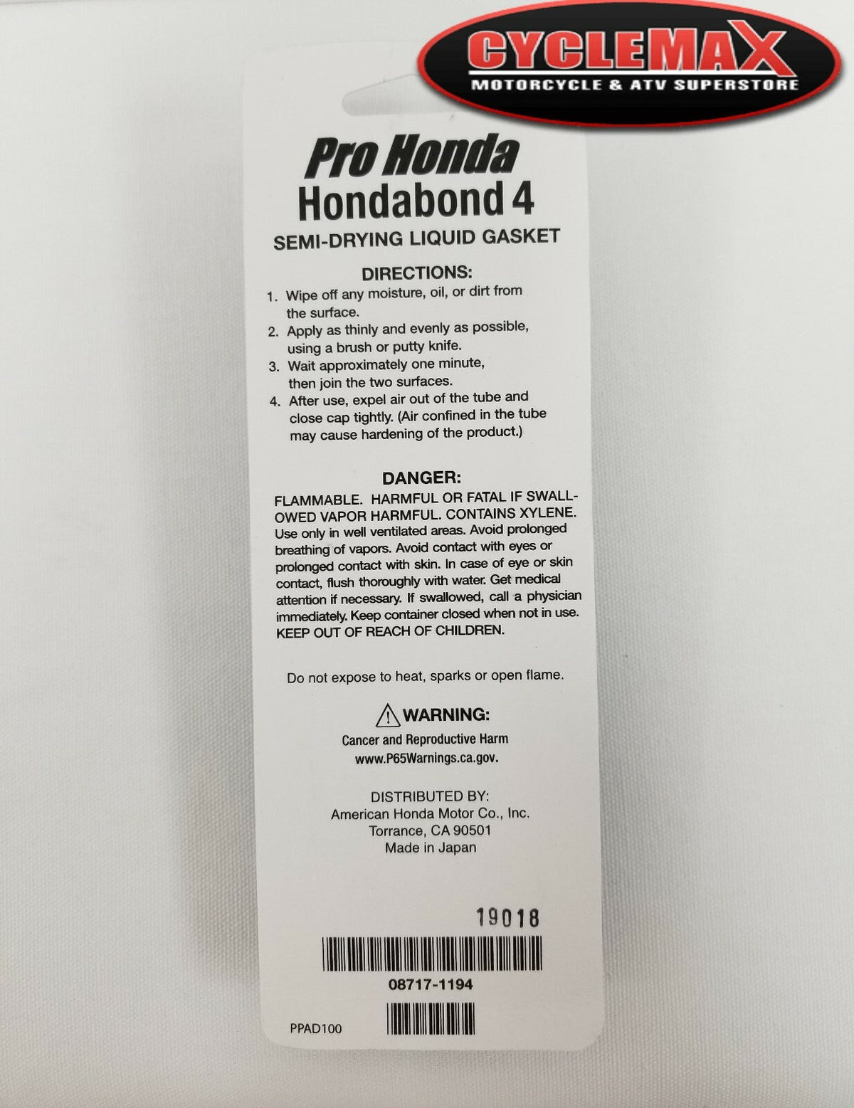 Genuine Honda OEM Hondabond 4 Liquid Gasket 08717-1194 Used in place of gaskets
