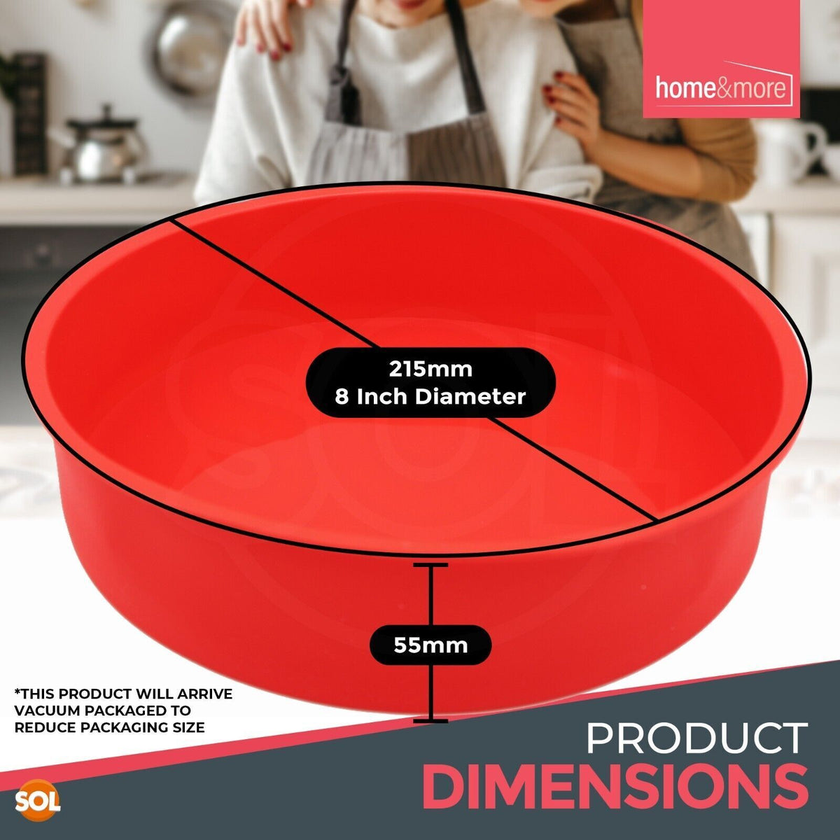 Silicone Cake Tin Round Mould 8 Inch | Non-Stick Baking Pan | 2 Pack