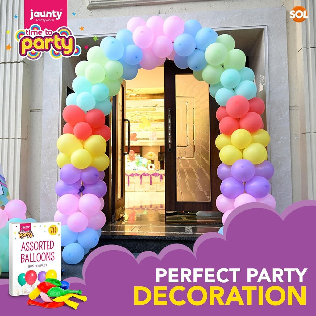 Flexible Latex Balloons Plain Colour Party Mix | 70 Pack