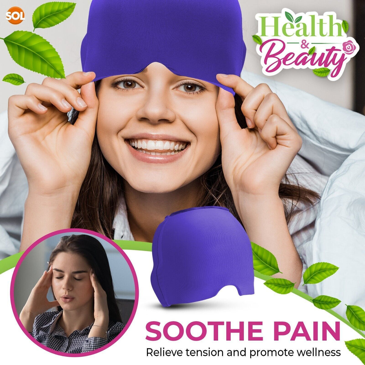 Tension Headache Migraine Relief Cap | Ice & Heat Therapy Hat Mask