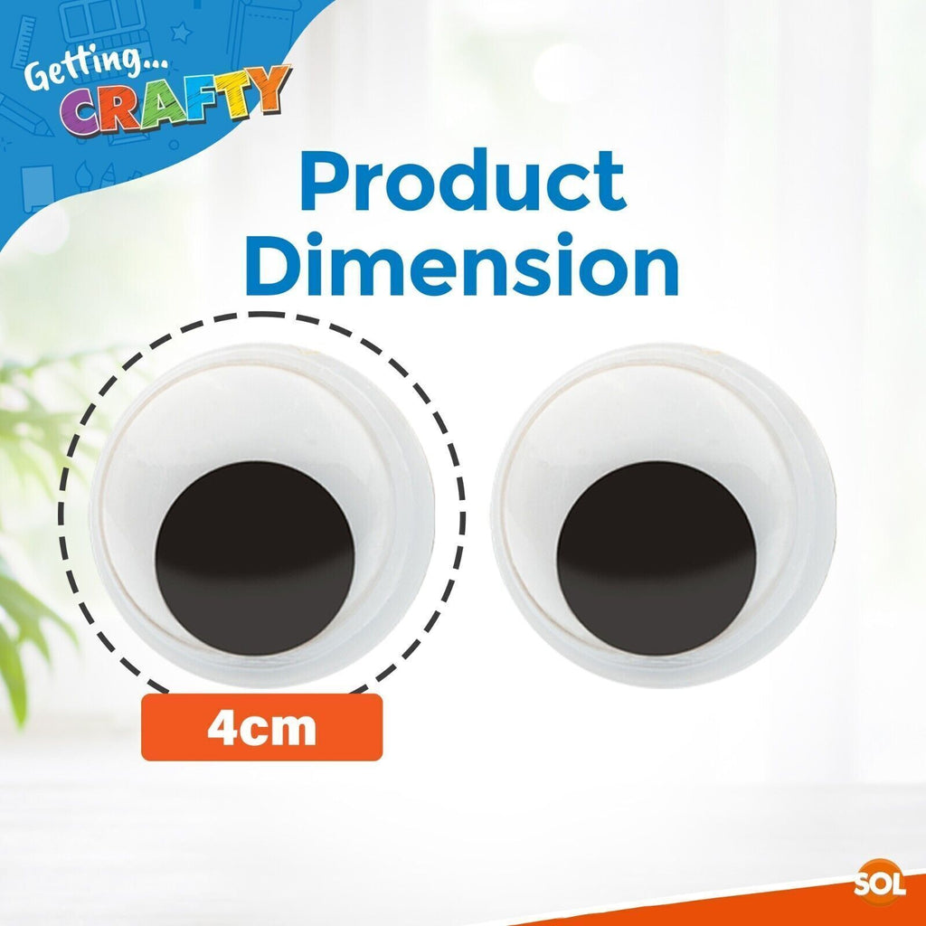Large Googly Eyes 40mm | Self Adhesive Wiggly Craft Eyes | 10 Pack