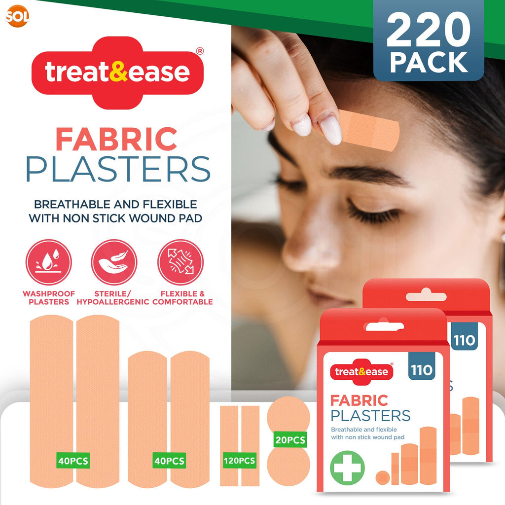 Fabric Plasters Breathable Flexible First Aid | 220 Pack