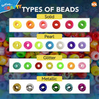 Pony Beads Jewellery Making | Mixed Acrylic Glitter Pearl | 500 Pack