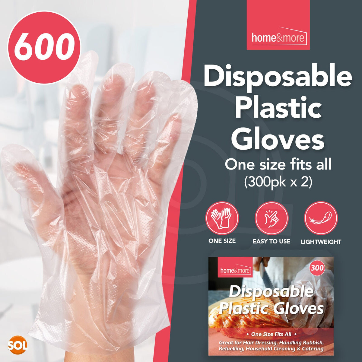 Disposable Plastic Gloves PE | Catering Food Safe Prep | 300 Pack