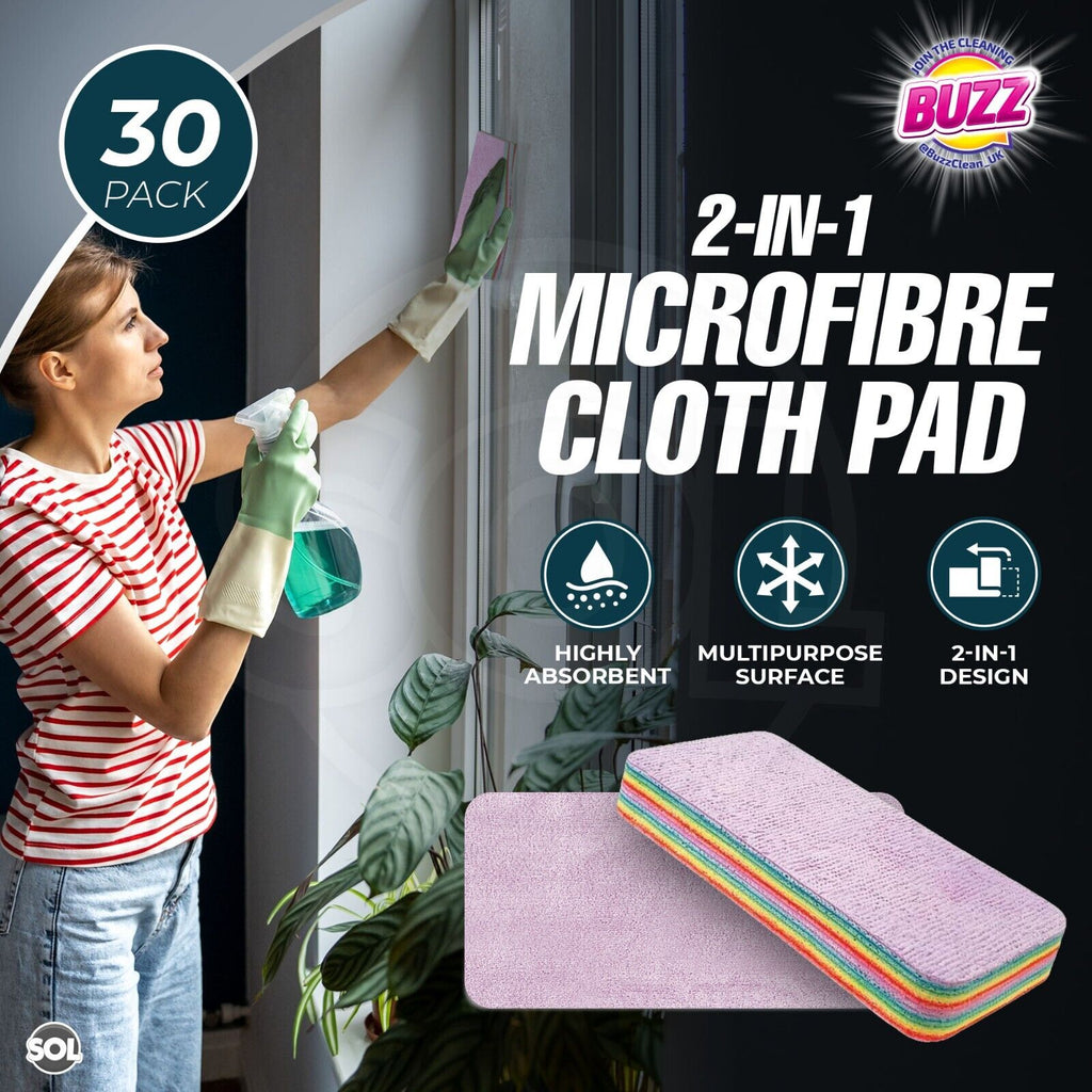 Microfibre Pad Cloths Polishing Cleaning Car Kitchen Dusters | 2 Pack