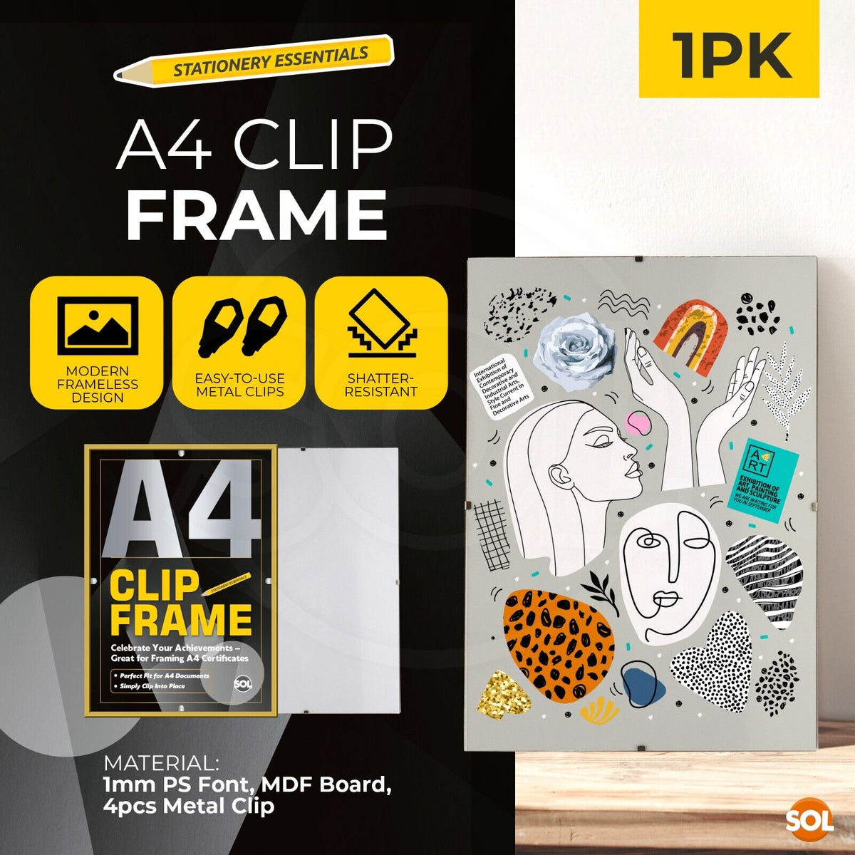 A4 Clip Frame Certificates & Photos 20x30cm Frameless