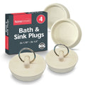 SOL 4pk Kitchen Sink Plugs, 3/4 Inch and 1/2 Inch White Universal Bath Plug UK Stopper for Kitchen Basin and Bathroom Bathtub, Durable Rubber, Leak-Proof, Preventing Leaks and Ensuring a Tight Seal