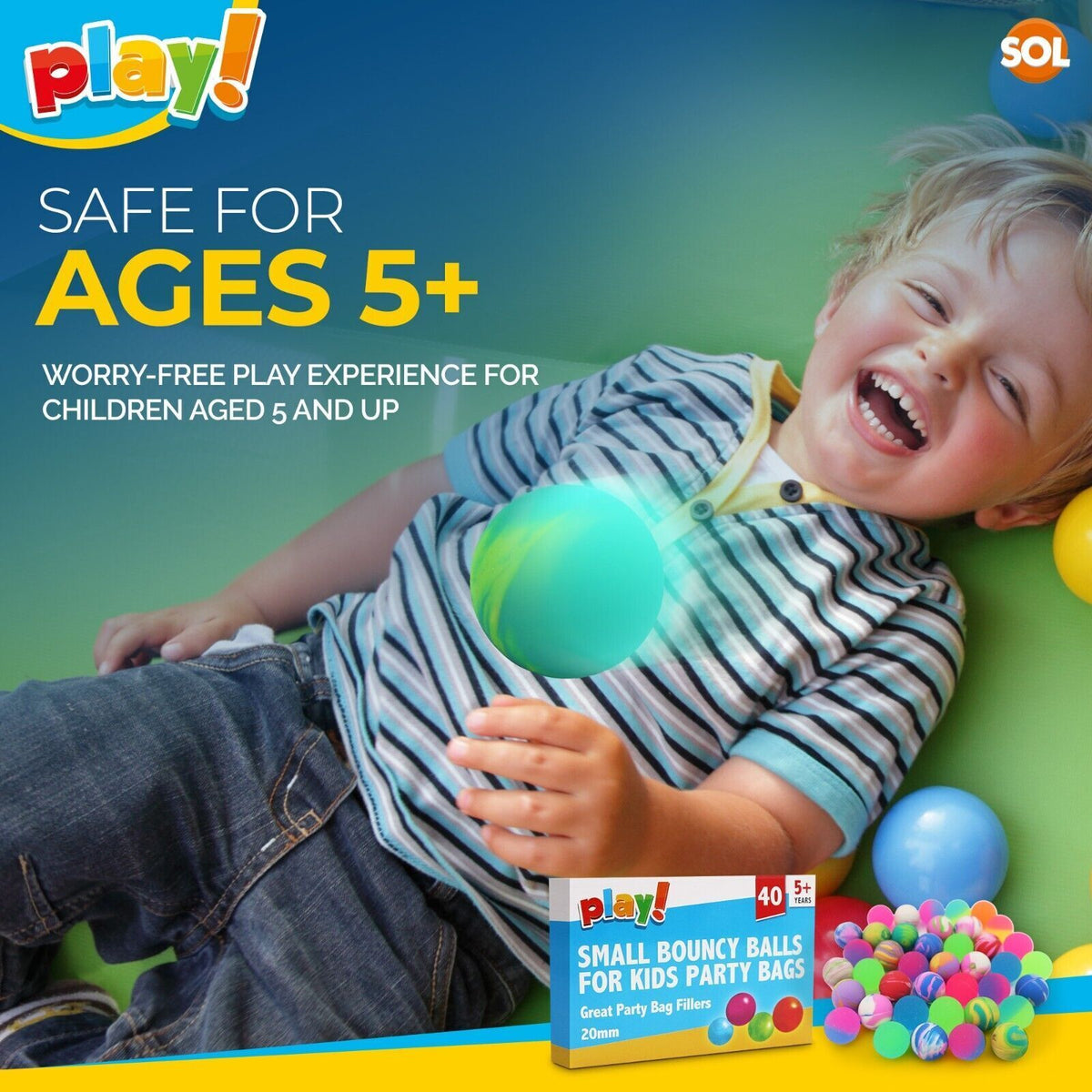 Small Bouncy Balls | Kids Toy Party Bag Fillers | 40 Pack