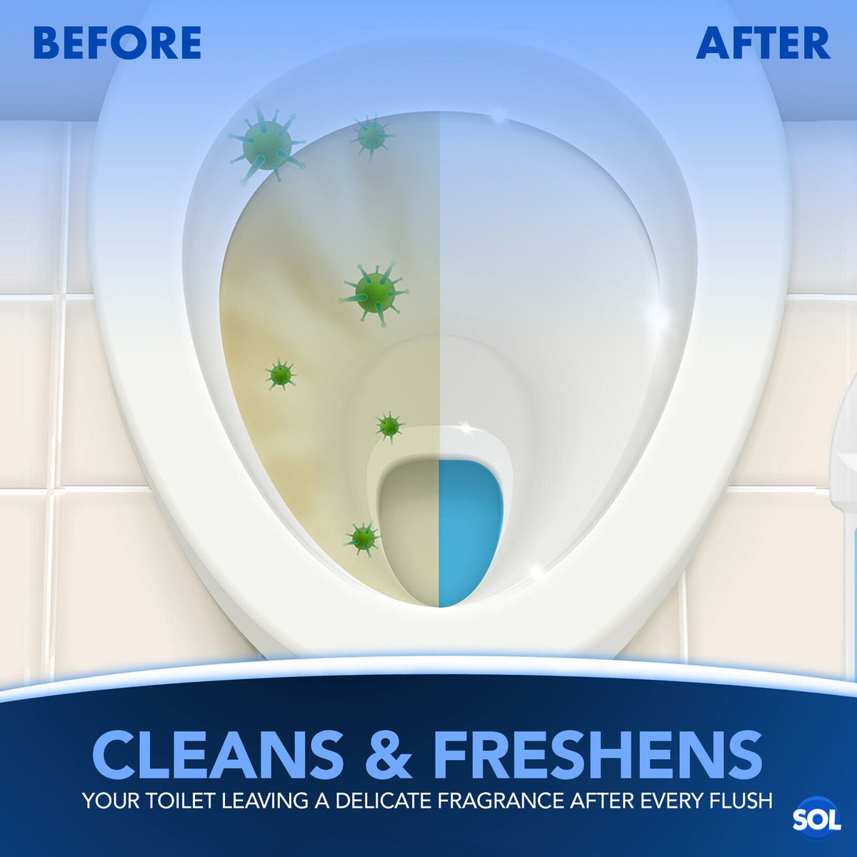 Toilet Bowl Freshener | Ocean Blue Cistern Block Cleaner | 3 Pack