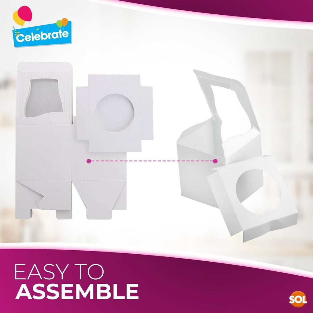 Cupcake Boxes Single White | Window & Inner Tray | 24 Pack