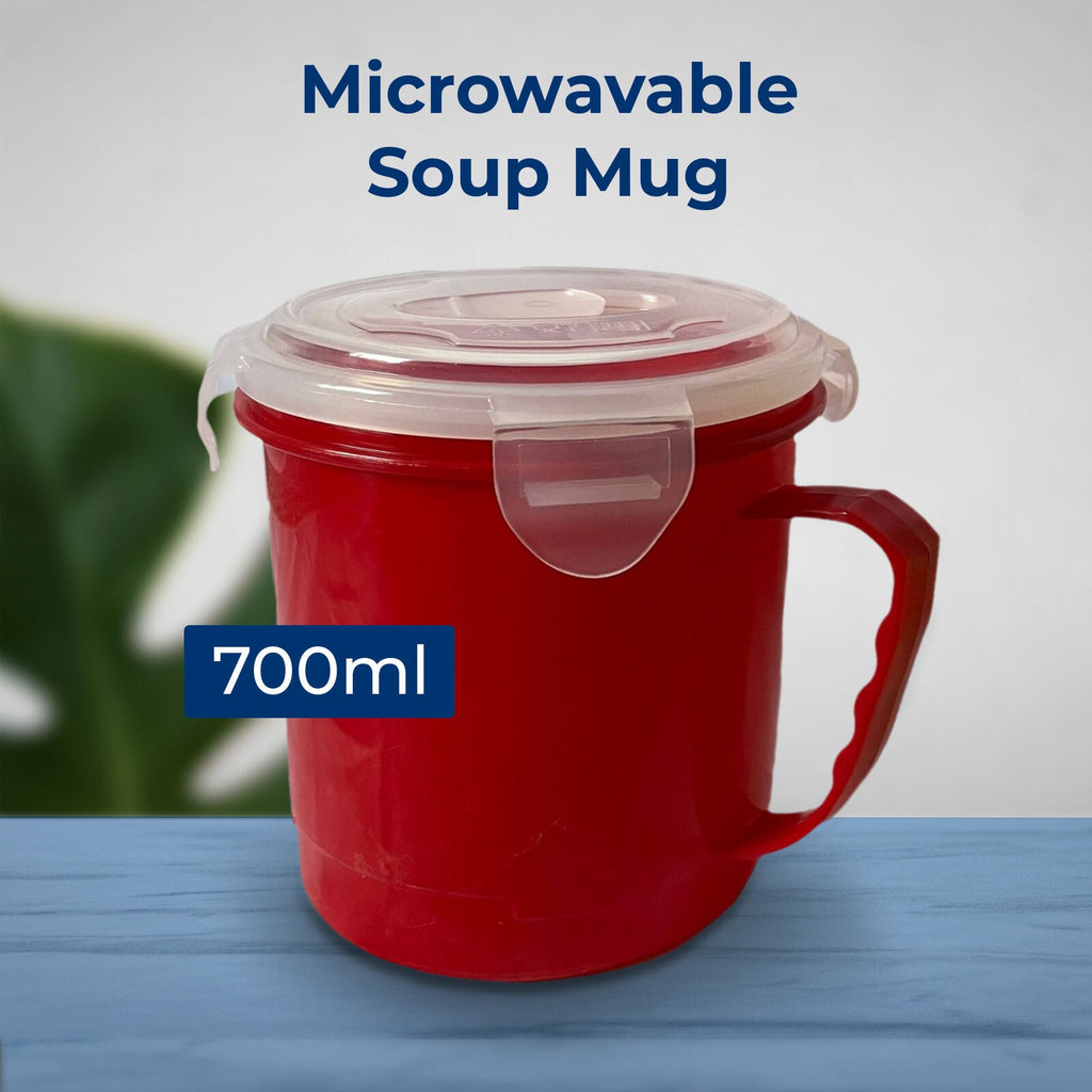 Microwave Soup Mug 700ml | Airtight Food Bowl Cup | 2 Pack