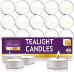 Tea Lights White Unscented Candles 3.5 Hour Burn Time | 15 Pack