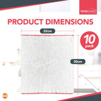 White Cotton Dish Cloths | Absorbent Cleaning Towels | 10 Pack