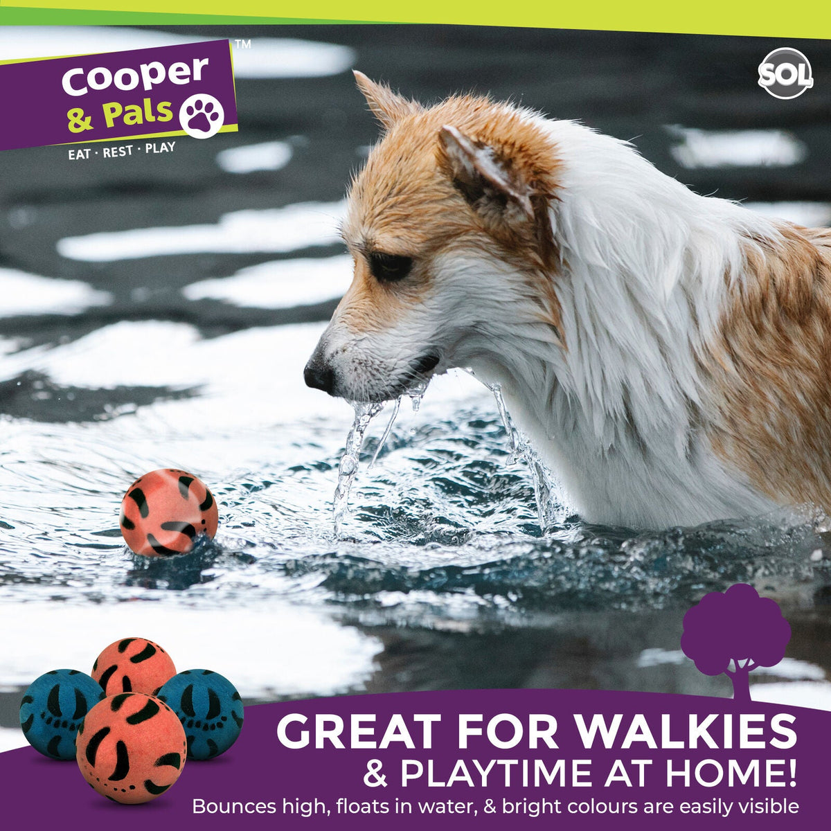 Cooper & Pals 24pk Bulk Rubber Balls, 60mm Strong & Durable Dog Balls, Soft and Bouncy Design, Perfect for Fetch, Chewing, and Playtime, Pet-Friendly Materials For Active Dogs, Training Outdoor Fun