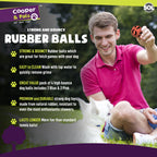 Cooper & Pals 24pk Bulk Rubber Balls, 60mm Strong & Durable Dog Balls, Soft and Bouncy Design, Perfect for Fetch, Chewing, and Playtime, Pet-Friendly Materials For Active Dogs, Training Outdoor Fun