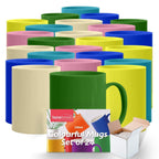 Multi Coloured Ceramic Mugs 330ml Set of 12