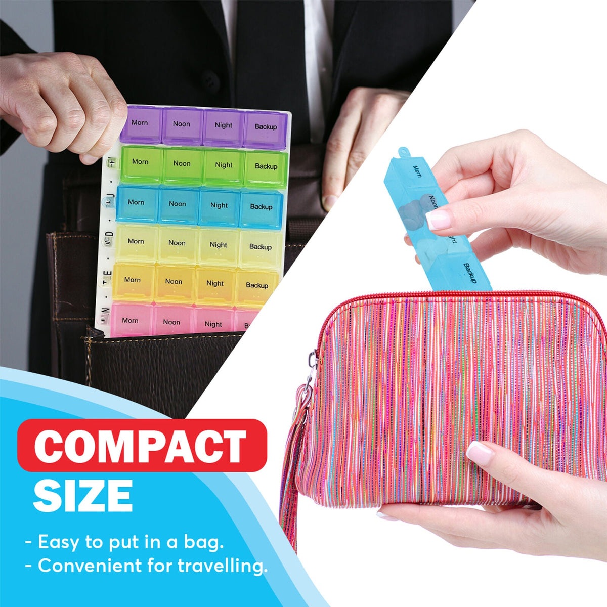 Large Capacity Pill Organiser | Weekly 7 Day AM PM Backup