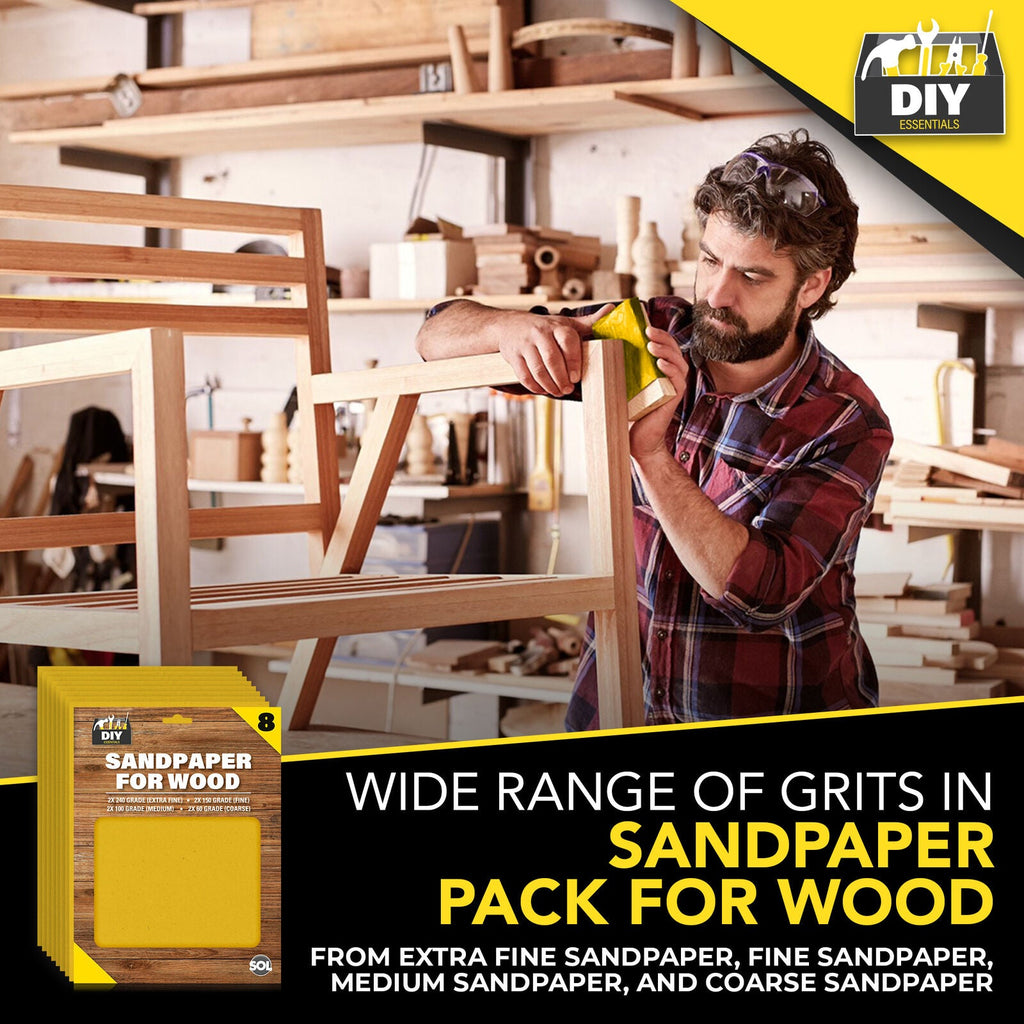 Assorted Sandpaper Sheets | Mixed Grit 60-240 | 8 Pack