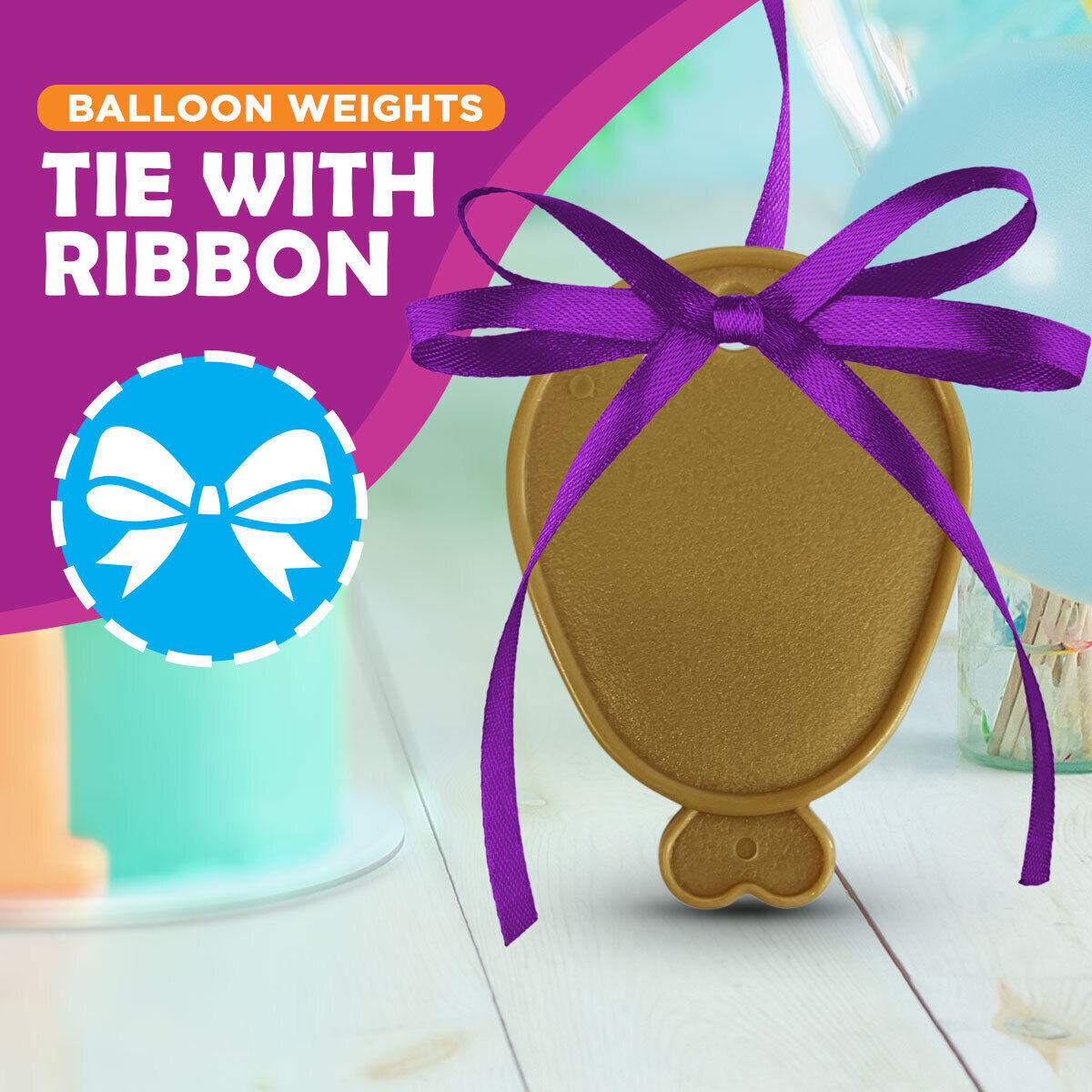 Balloon Weights Gold | Heavy Duty Helium Party Decor 24 Pack