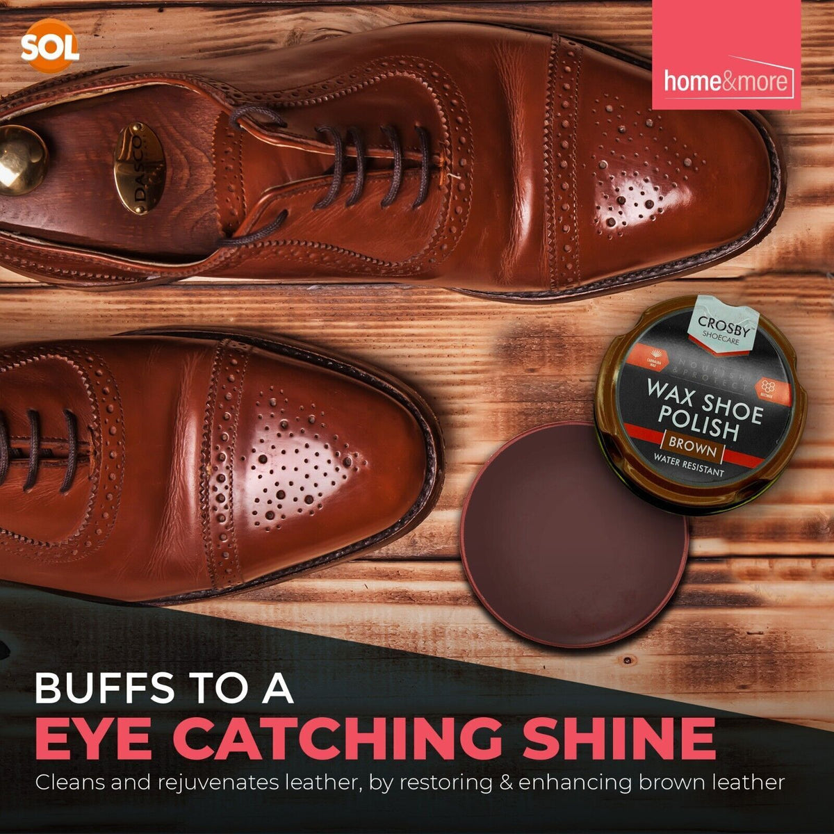 Wax Shoe Polish Brown 50ml | Leather Boot Shine Cleaner | 12 Pack