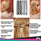 Hair Grips Black Bobby Pins 4.6cm | Waved Styling Clips | 400 Pack