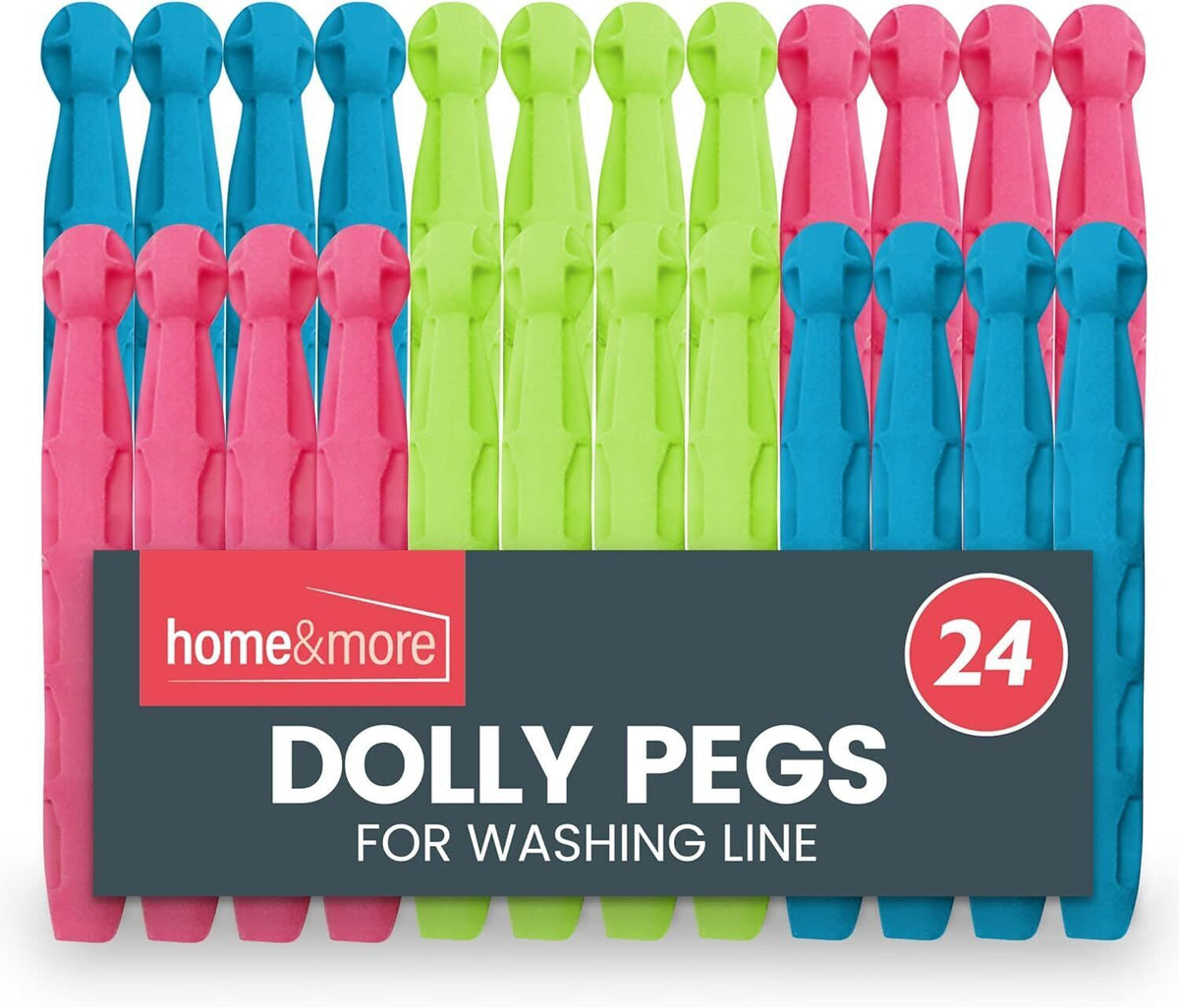 Dolly Pegs Durable Plastic Laundry Washing Clothes Line | 24 Pack