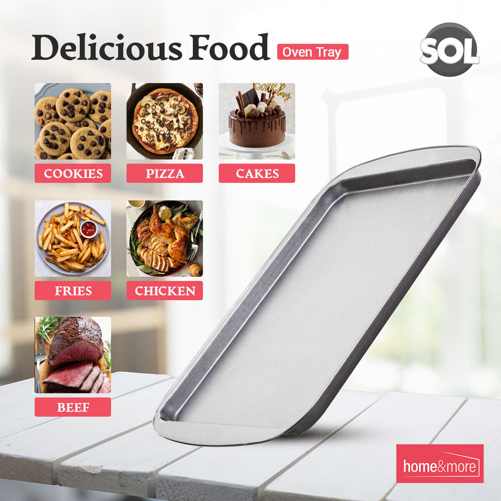 Oven Tray Set 38 x 25cm | Roasting Pan Baking Steel Sheet | 2 Pack