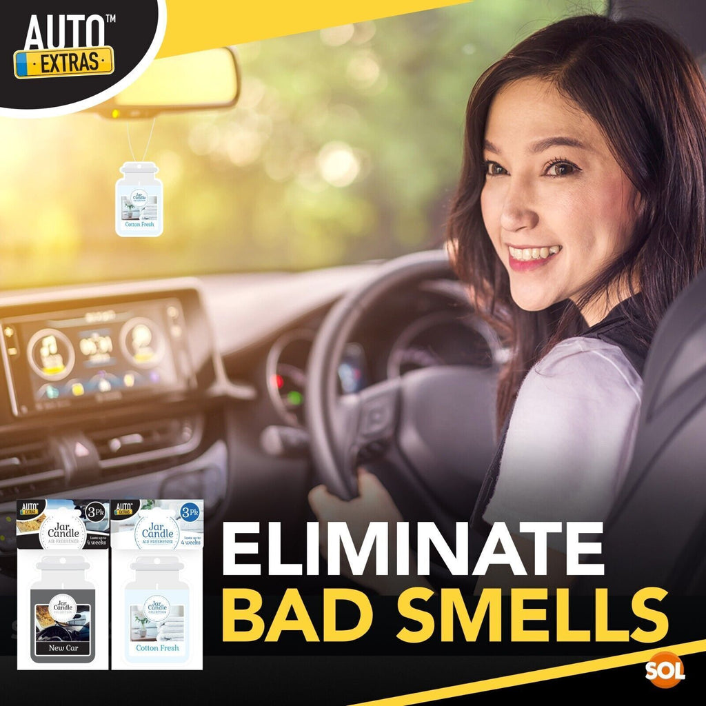 Candle Car Air Freshener Jar Cotton & New Car Scent | 3 Pack