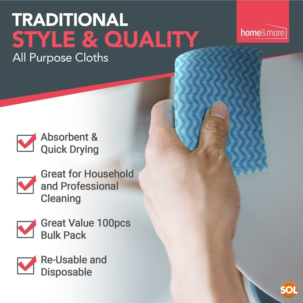 All Purpose Cleaning Cloths | Home Kitchen Hygienic Wipes | 200 Pack