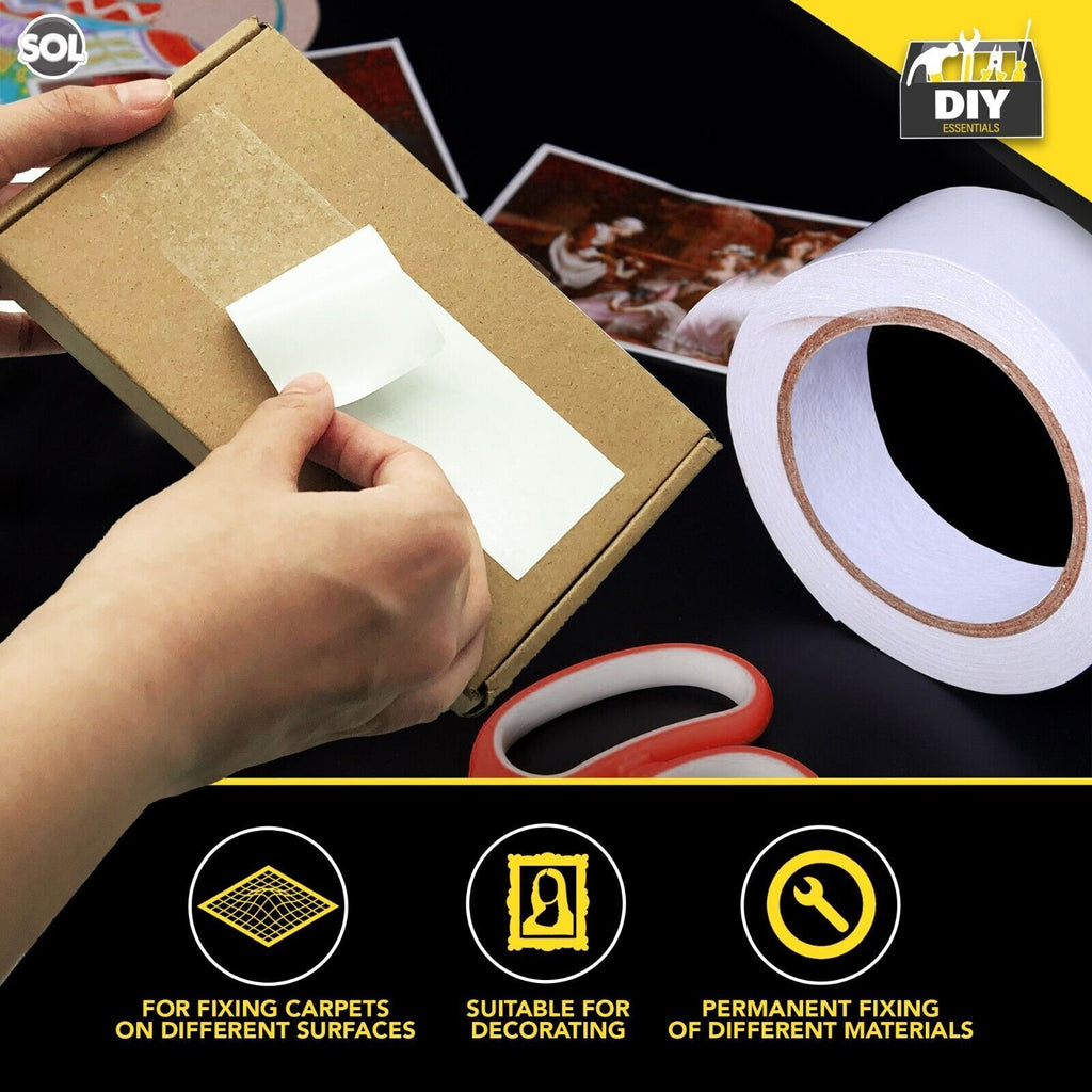 Double Sided Adhesive Tape 10M x 48mm | Clear DIY Craft | 60M Pack
