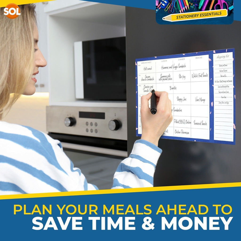 Magnetic Meal Planner Pad | Weekly Menu & Shopping List | 52 Pages